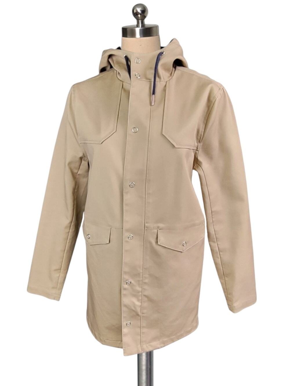 TOPMAN Top Man Khaki Tan Jacket Coat With Hood Pockets XS